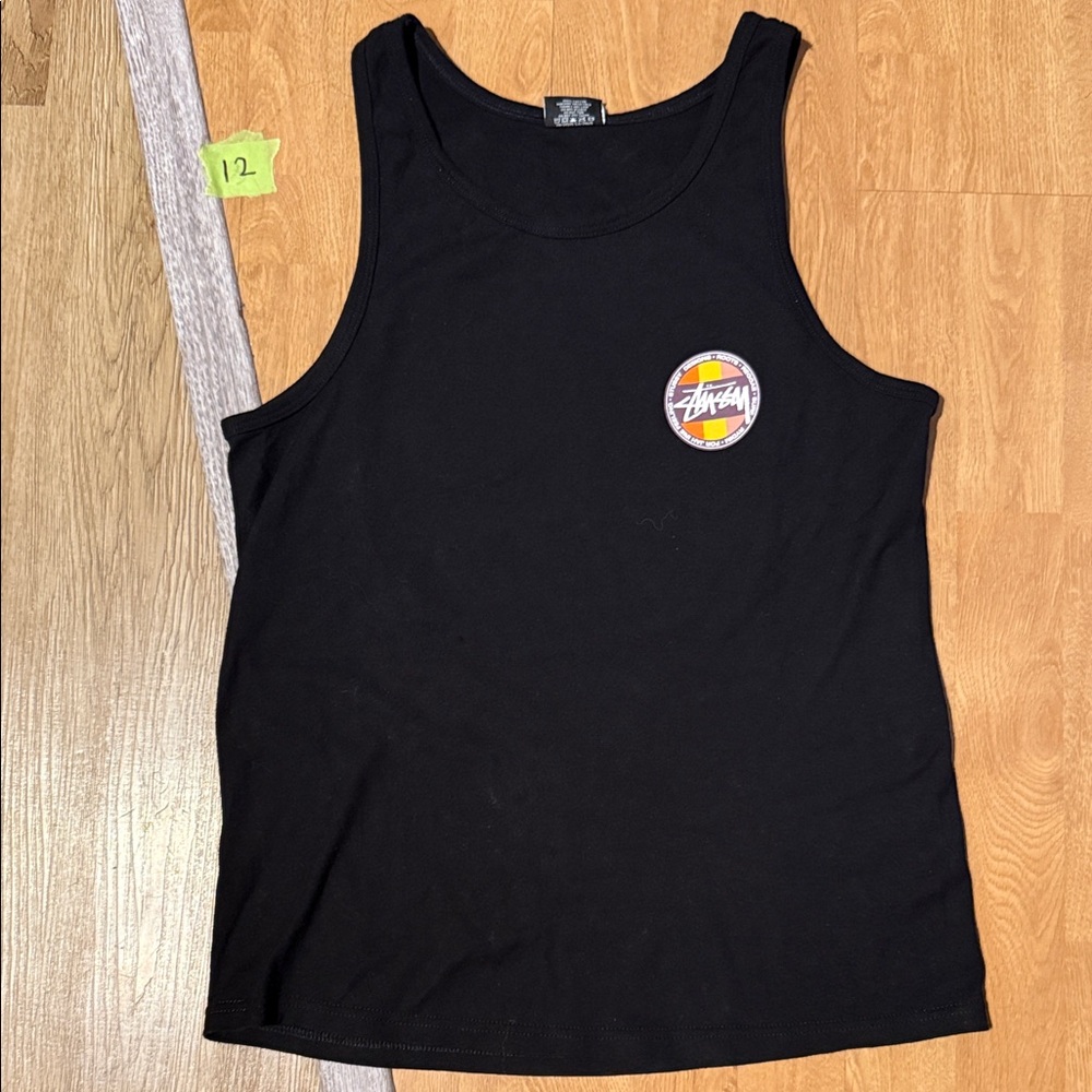 Stussy Black Tank Top with Multicolor Logo
